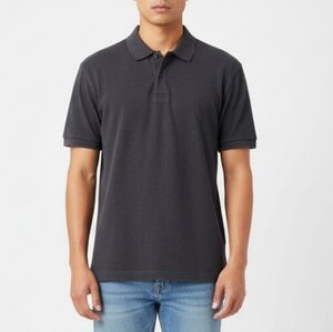 Calvin Klein Men's Dark Gray Rolled Short Sleeve Polo Shirt Size Medium GUC 🐈